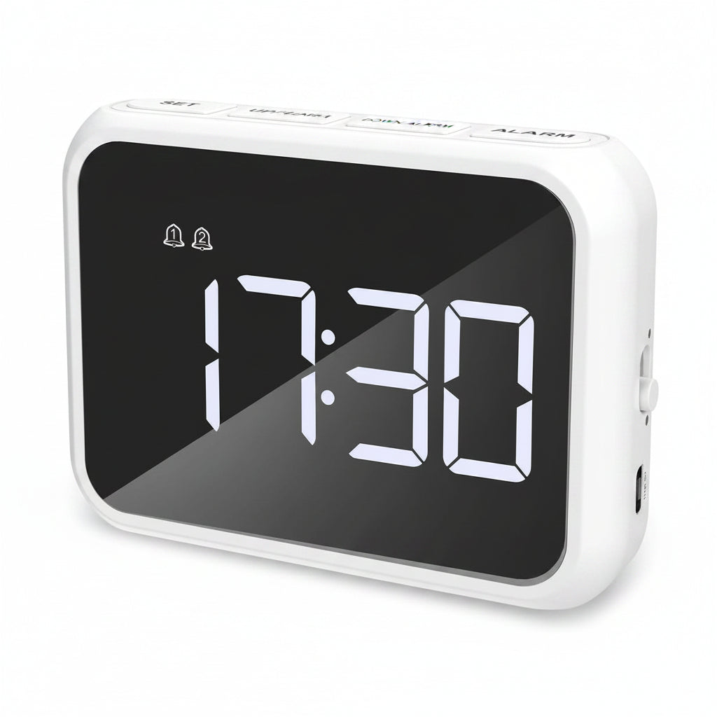 KeeKit Digital Alarm Clock 4in LED Display USB 2 Alarms 3 Brightness 3 Volume Levels